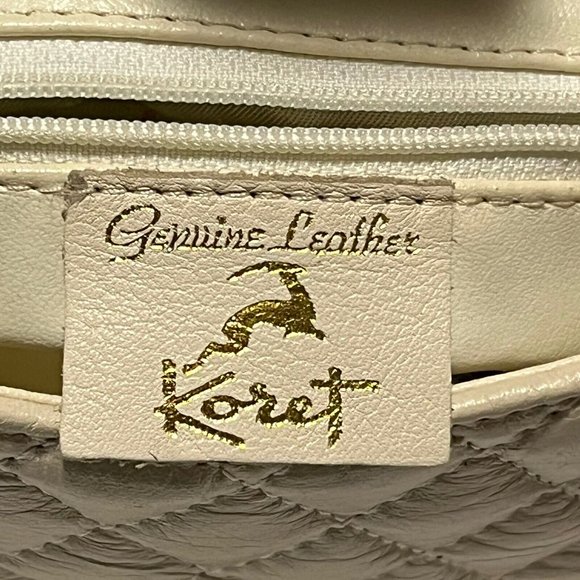 Vintage Cream Quilted Genuine Leather Clutch Purse Hong Kong Missing Strap - Picture 8 of 16